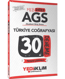2025 MEB AGS Türkiye Coğrafyası Tamamı Çözümlü 30 Deneme Yediiklim Yayınları