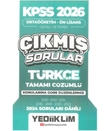 2026 KPSS Ortaöğretim-Önlisans Türkçe Konularına Göre Çıkmış Sorular(2024 soruları dahil) Yediiklim Yayınları