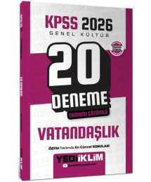 2026 KPSS Genel Kültür Vatandaşlık Tamamı Çözümlü 20 Deneme Yediiklim Yayınları