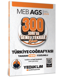 2025 MEB AGS Türkiye Coğrafyası 300 Soruda Tamamı Video Çözümlü Genel Tekrar Kampı Yediiklim Yayınları