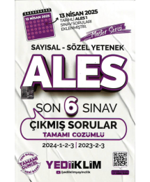ALES Master Serisi Sayısal Sözel Yetenek Tamamı Çözümlü Son 6 Sınav Çıkmış Sorular Yediiklim Yayınları (2023-2024)