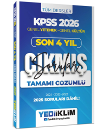 2026 KPSS Genel Yetenek Genel Kültür Son 4 Yıl (2022-2025) Tamamı Çözümlü Çıkmış Sorular Yediiklim Yayınları