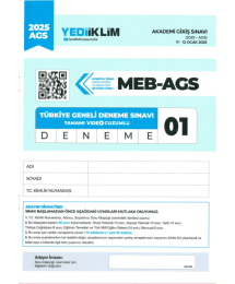 2025 MEB AGS TÜRKİYE GENELİ DENEME SINAVLARI YEDİİKLİM YAYINLARI 1-2-3-4-5 DENEMELER (QR ÇÖZÜMLÜ)