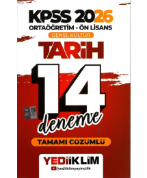 2026 KPSS Ortaöğretim Ön Lisans Genel Kültür Tarih Tamamı Çözümlü 14 Deneme Yediiklim Yayınları