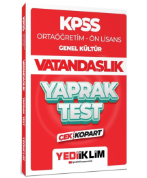 KPSS Lise Ortaöğretim Ön Lisans Vatandaşlık Yaprak Test Çek Kopart Yediiklim Yayınları