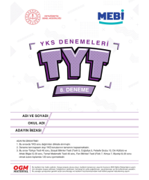 MEBİ YKS Denemeleri TYT 8. Deneme