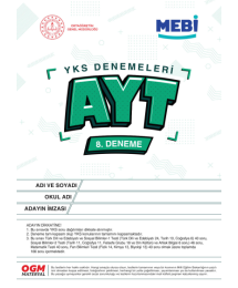 YKS Denemeleri AYT 8. Deneme MEBİ