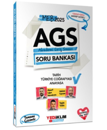 2025 MEB AGS Tarih Türkiye Coğrafyası ve Anayasa Tamamı Çözümlü Soru Bankası Yediiklim Yayınları