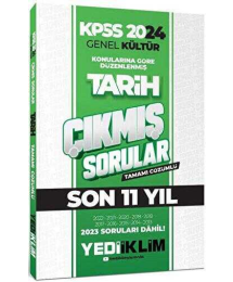 2024 KPSS Genel Kültür Lisans Tarih Konularına Göre Tamamı Çözümlü Çıkmış Sorular Yediiklim Yayınları (2013-2023)