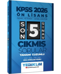 2026 KPSS Ön Lisans Genel Yetenek Genel Kültür Tamamı Çözümlü Son 5 Sınav Çıkmış Sorular Yediiklim Yayınları