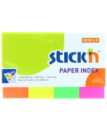 Stickn Yapışkanlı Kağıt Ayraç Neon 4 Renk 50x20 200 Yaprak (21205)