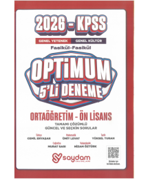 2026 KPSS Lise Ortaöğretim Ön Lisans Optimum 5 Deneme Fasikül Çözümlü Saydam Yayınları