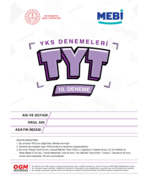 MEBİ YKS Denemeleri TYT 10. Deneme