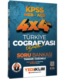 2025 KPSS MEB AGS 4x4 Öğreten Türkiye Coğrafyası Tamamı Çözümlü Soru Bankası Yediiklim Yayınları