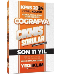 2024 KPSS Genel Kültür Lisans Coğrafya Konularına Göre Tamamı Çözümlü Çıkmış Sorular Yediiklim Yayınları (2013-2023)