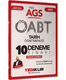 2025 MEB AGS ÖABT Tarih Öğretmenliği Tamamı Çözümlü 10 Deneme Sınavı Yediiklim Yayınları