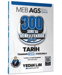 2025 MEB AGS Tarih 300 Soruda Tamamı Video Çözümlü Genel Tekrar Kampı Yediiklim Yayınları