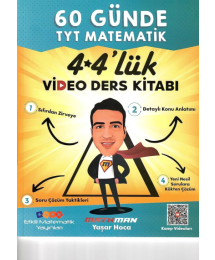 60 GÜNDE TYT MATEMATİK 4*4'LÜK VİDEO DERS KİTABI MATHMAN YAŞAR HOCA
