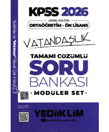 2026 KPSS Lise Ortaöğretim Ön Lisans Soru Bankası Çözümlü Modüler VATANDAŞLIK Yediiklim Yayınları