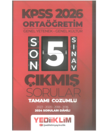 2026 Ortaöğretim Genel Yetenek - Genel Kültür Tamamı Çözümlü Son 5 Sınav Çıkmış Sorular 2024 Soruları Dahil Yediiklim Yayınları