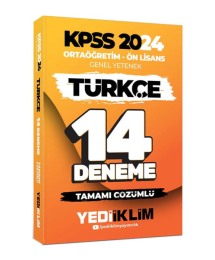 Ortaöğretim Ön Lisans Genel Yetenek Türkçe 14 Deneme Tamamı Çözümlü