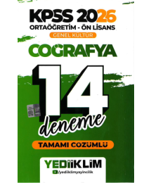 2026 KPSS Ortaöğretim Ön Lisans Genel Kültür Coğrafya Tamamı Çözümlü 14 Deneme Yediiklim Yayınları